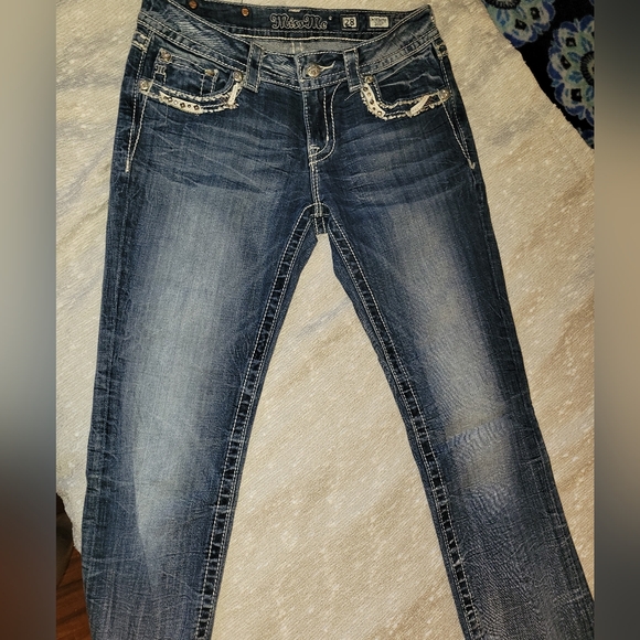 Miss Me Bootcut Jeans Bling Studded Size 28 Y2K - Picture 4 of 8